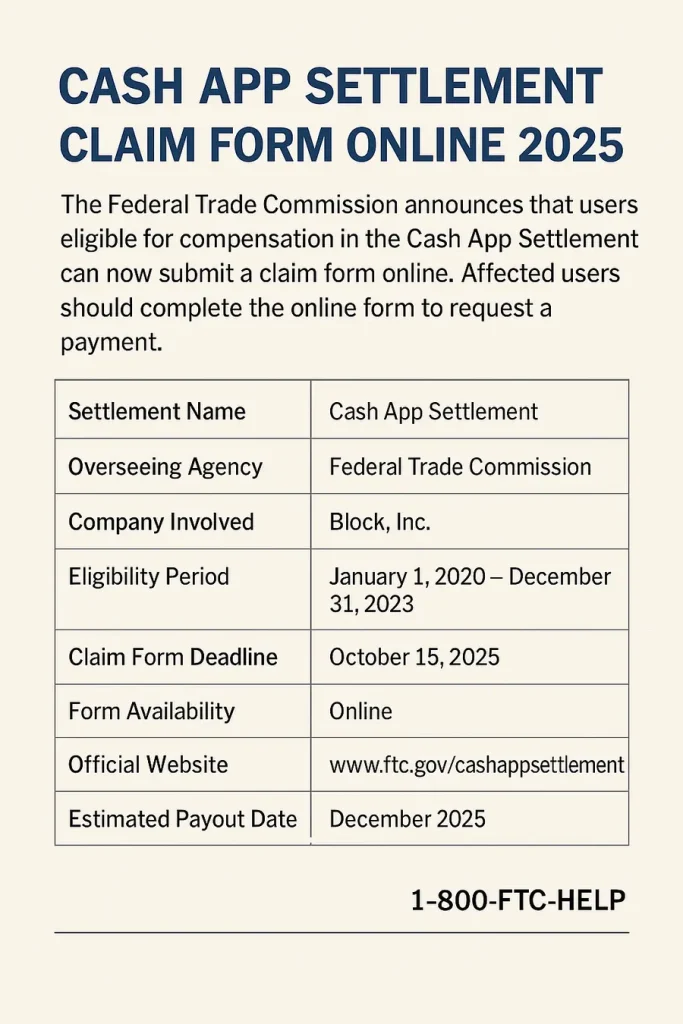Cash App Settlement Claim Form Online 2025