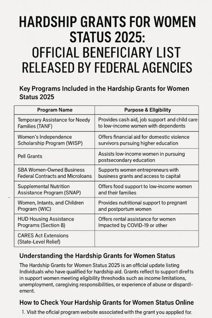Hardship Grants for Women Status 